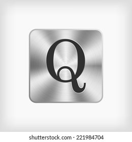 isolated black modern english alphabet " Q " letter in steel icon on white background(vector)