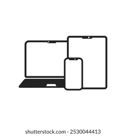 Isolated black outine gadget, laptop, notrbook mobile phone and tablet icon for electonics media graphic design