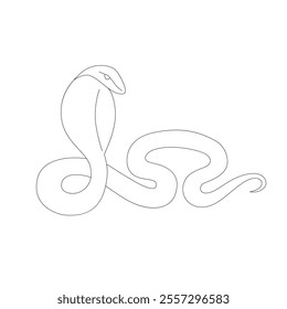 Isolated black outline cartoon snake on white background. Curve lines. Page of coloring book. Cobra snake