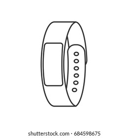 Isolated Black Outline Smart Fitness Bracelet On White Background. Line Icon.