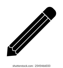 Isolated Black Pencil vector icon, Pencil tool, Stationery symbols, Classroom clip art, Infographic and Office business icon, Web and Banner use