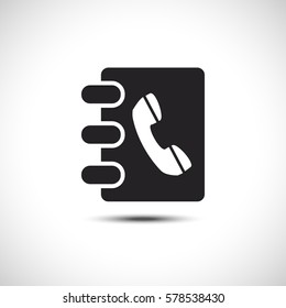 Isolated Black Phonebook Flat Web Icon. Vector Symbol.