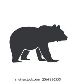 Isolated black pictogram bear, icon of wildlife animal, emphasizing nature and wilderness, and outdoor safety sign