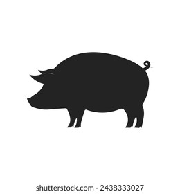 Isolated black pictogram on pig, animal simple icon sign