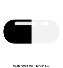 Isolated Black pill capsule vector illustration in white square background