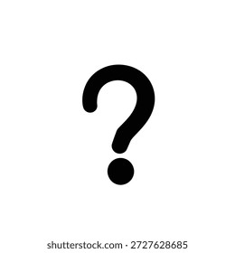 Símbolo de signo de interrogación negro aislado sobre un fondo transparente. Peso de línea en negrita. Sencillo signo de puntuación en formato Vector para aplicaciones de diseño versátiles.