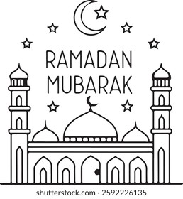Isolated black ramadan mubarak icon Vector, black ramadan mubarak Silhouette,black ramadan mubarak icon set