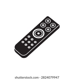 Isolated black remote control with circular navigation buttons design