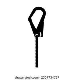 Isolated black of safety harness hook for working at height protective equipment.