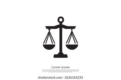 Isolated black scale balance showing fair justice on transparent background. Symbolizing legal, regulation, weight measurement.