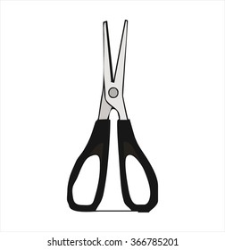 Isolated black scissors, tools, cartoon vector