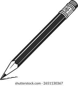 Lápis preto afiado isolado com detalhes finos e aparência realista. Perfeito para uso em projetos escolares, promoções de fornecimento de arte, design gráfico ou conteúdo editorial.