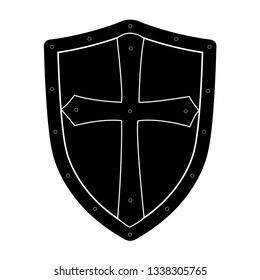 Isolated black shield on white background. Vector illustration of the shield. Emblem, symbol, shield icon

