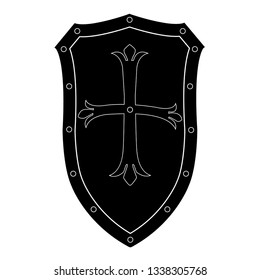 Isolated black shield on white background. Vector illustration of the shield. Emblem, symbol, shield icon
