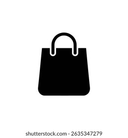 Isolated black shopping bag design with smooth rounded handle and minimalist shape with transparent background is a simple and versatile design element.