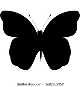 isolated, black silhouette of a butterfly, on a white background