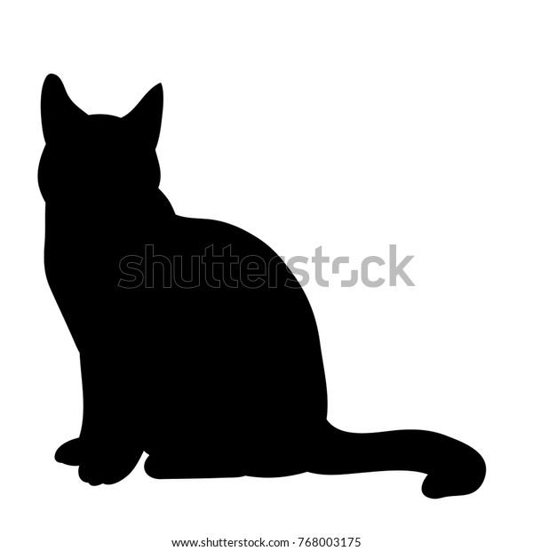 座っている猫の黒いシルエット のベクター画像素材 ロイヤリティフリー