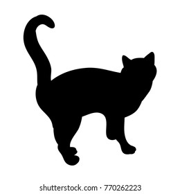 Isolated Black Silhouette Cat Standing Stock Vector (Royalty Free ...