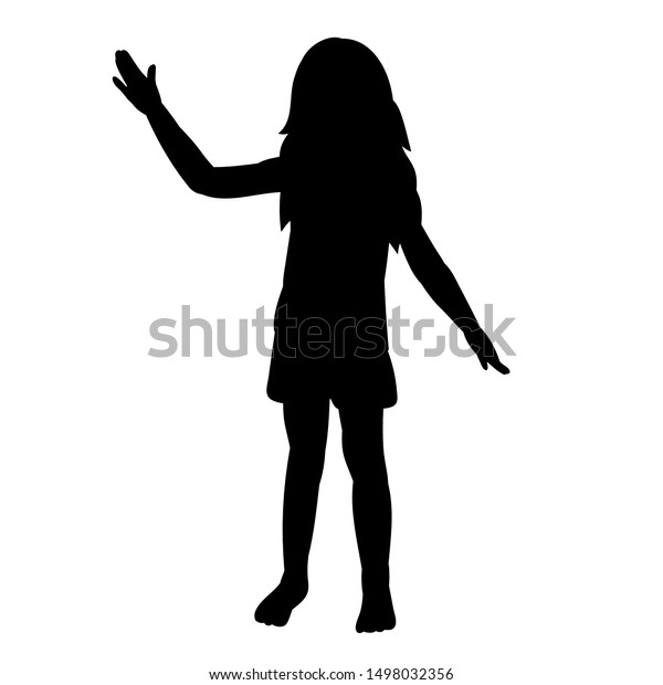 Isolated Black Silhouette Child Girl Stock Vector (Royalty Free ...