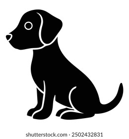 Isolated black silhouette of a dog 
