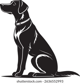 Isolated black silhouette of a dog.