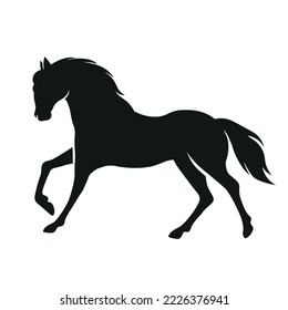  Isolated black silhouette of a horse. Vector illustration.