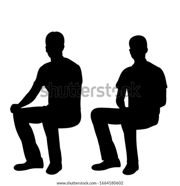 Isolated Black Silhouette Man Sitting Guy Stock Vector (Royalty Free ...