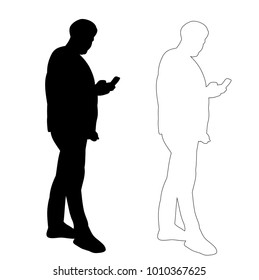 isolated black silhouette man standing