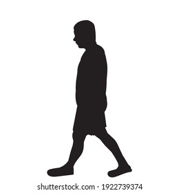 Isolated, Black Silhouette Of A Man Walking