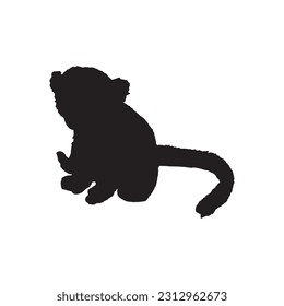 isolated black silhouette of a monkey
