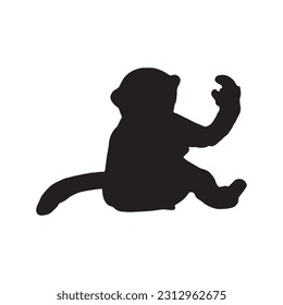 isolated black silhouette of a monkey