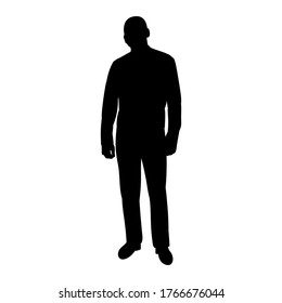 isolated, black silhouette on a white background man