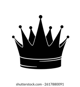 Isolated Black Silhouette Of Royal Crown With Gemstones Elegant King Symbol
