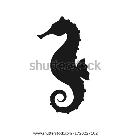 Isolated black silhouette of seahorse on white background. Side view. Silhouette of marine animal. Sea horse. Stock photo © 