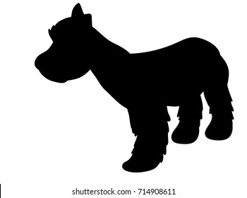 isolated black silhouette of a small dog