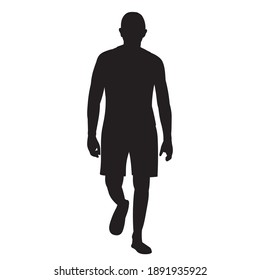 Isolated, Black Silhouette Of A Walking Man