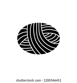 Isolated black skein of yarn.  Vector logo for natural wool products and knitting