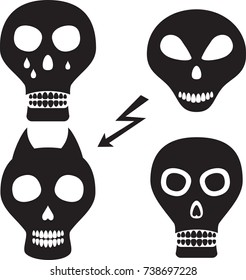 Isolated Black Skulls Vectors