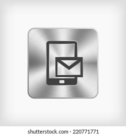 isolated black smart phone and message symbol in steel icon on white background(vector) 