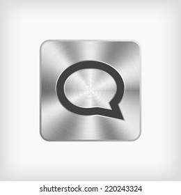 isolated black speech bubble in steel icon on white background(vector)