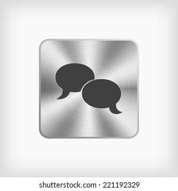isolated black speech bubble symbol in steel icon on white background(vector)