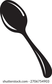 Utensilio de cuchara negra aislado para diseños culinarios.