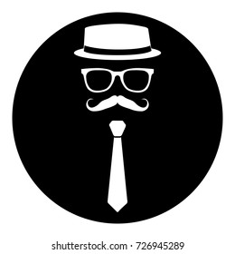 Isolated black stamp with a silhouette of a hipster icon, Vector illustration