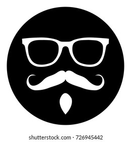 Isolated black stamp with a silhouette of a hipster icon, Vector illustration