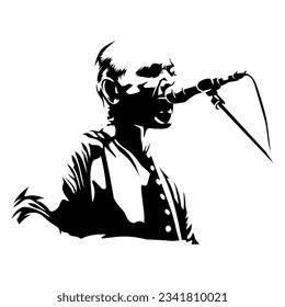 isolated black stencil of musician with a white background