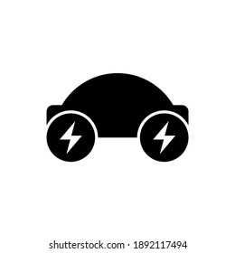 Isolated black style of future electric car icon, sign, logo and symbol.