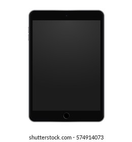 Isolated black tablet one white background, vector digital template for show your design, site, application