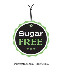 Isolated black tag with the text sugar free written in white and green