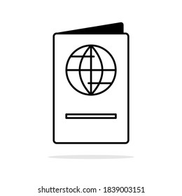 Icono simple del pasaporte de línea delgada aislado.