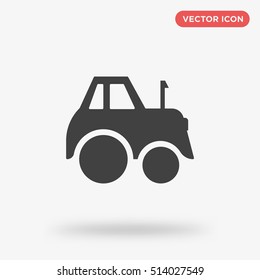 Isolated black tractor vector icon on white background, agriculture